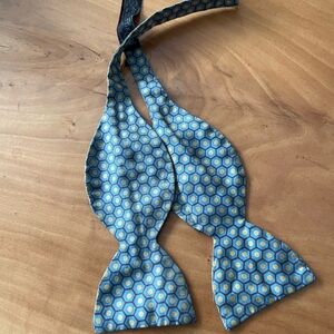 Elegant Blue Patterned Bow Tie
